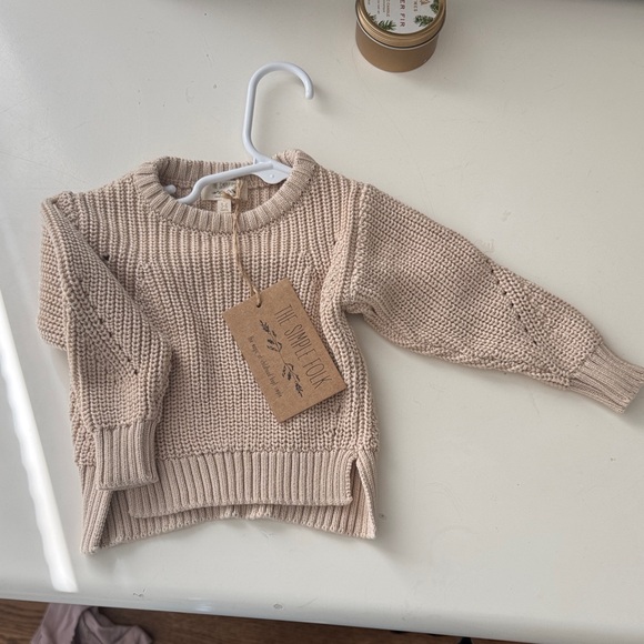 The Simple Folk Other - Soft Knit Beige Sweater for Kids